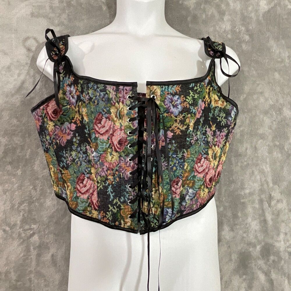 NWT Scarlet Darkness Corset Bustier Top women's Size16 Ren Fest Dark Floral